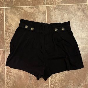 High-waisted black flowy shorts. Size 12
